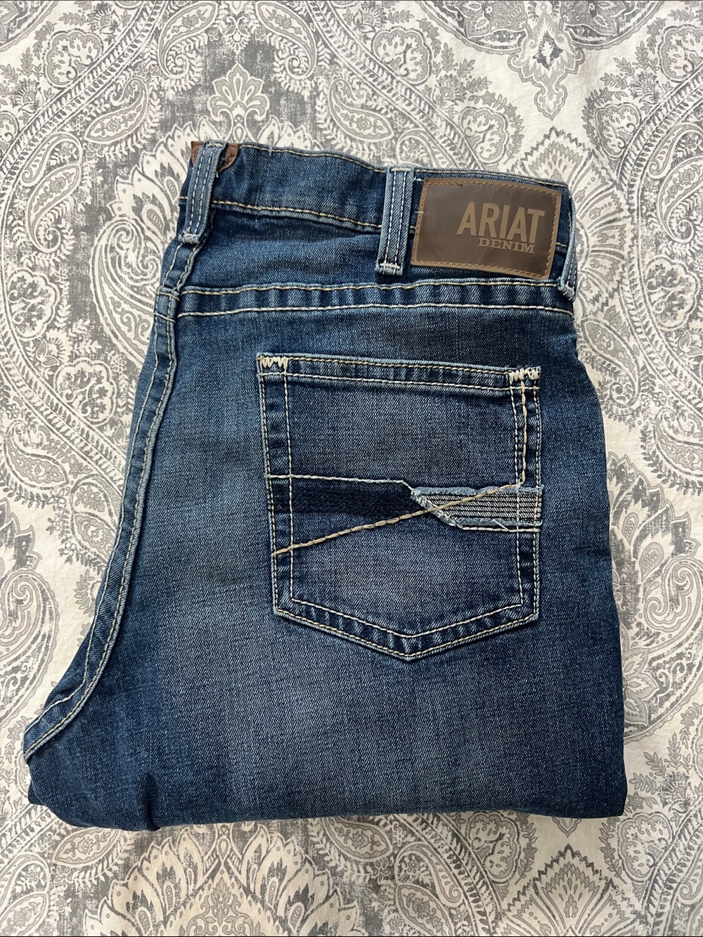 282 - Ariat Men's M4 36x30 Dark Blue Relaxed Straight-Leg Denim Jeans